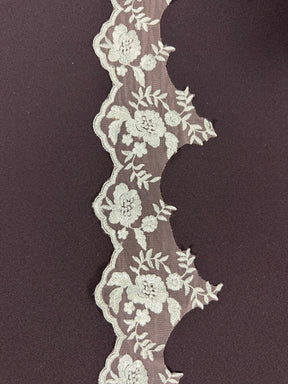 Misty Green Embroidered Edging - T131