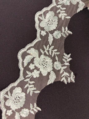 Misty Green Embroidered Edging - T131