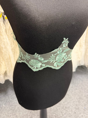 Misty Green Embroidered Edging - T131