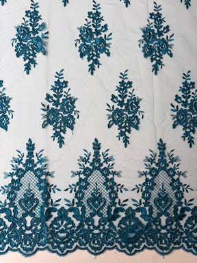 Teal Corded Lace - LA7009
