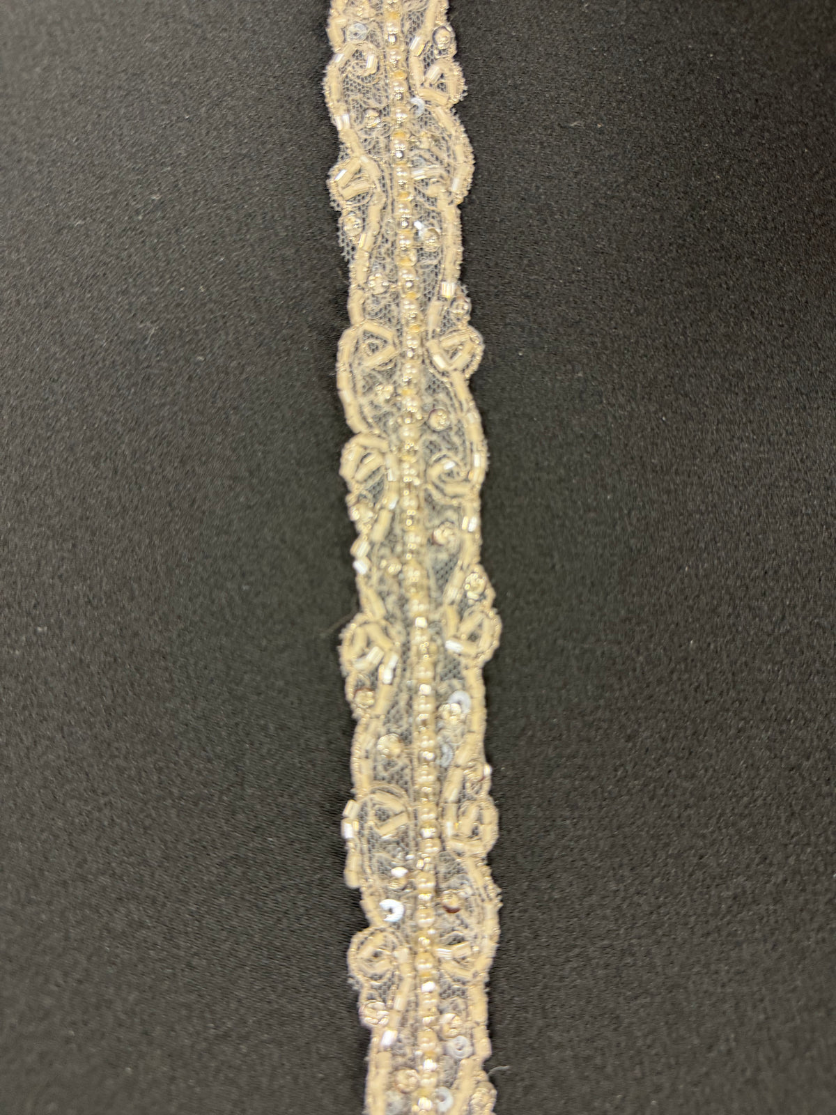 Ivory/Silver Beaded Sequin Edging - T295
