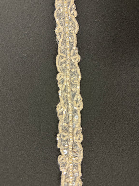 Ivory/Silver Beaded Sequin Edging - T295