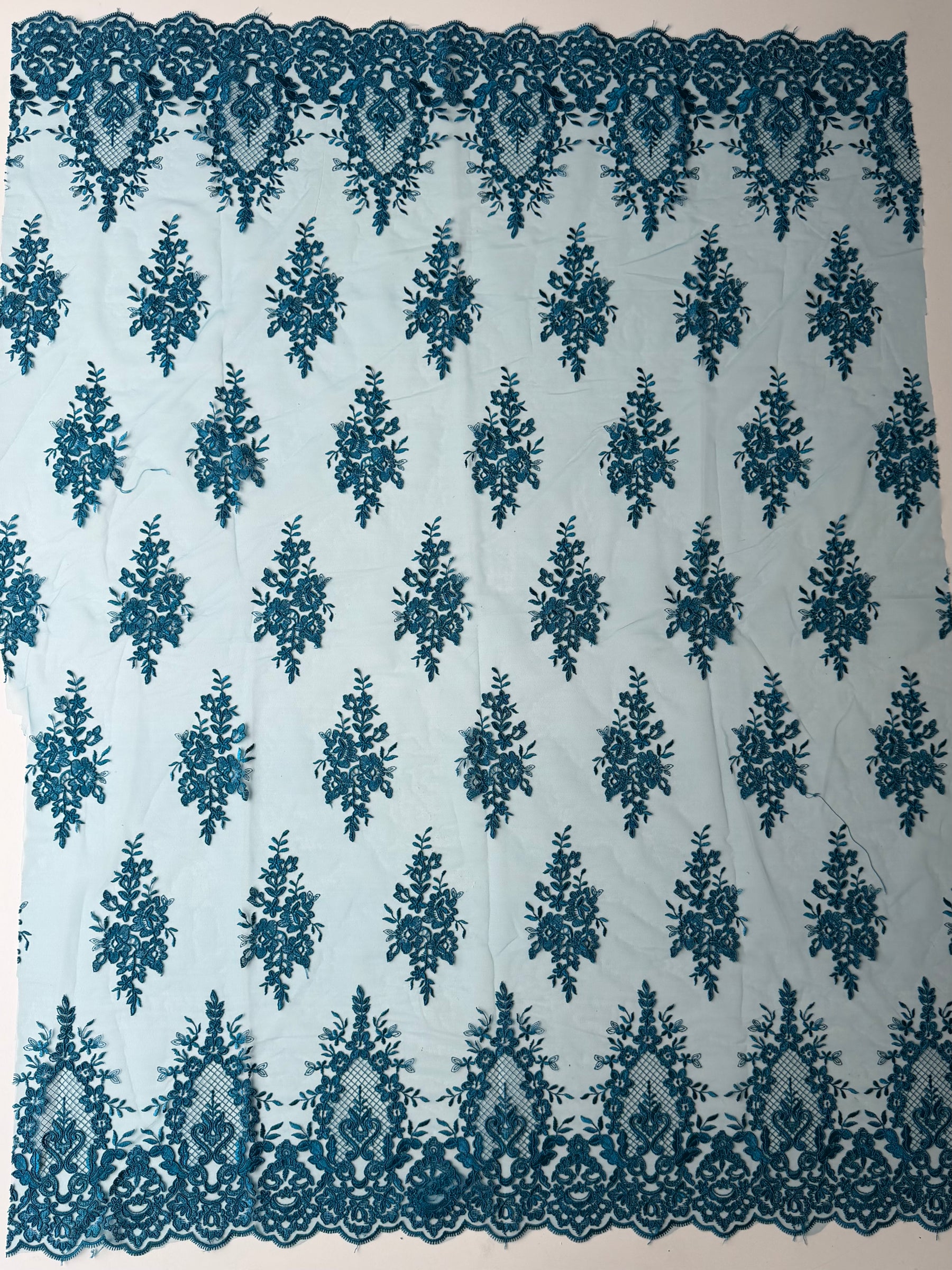Teal Corded Lace - LA7009