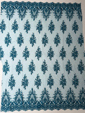 Teal Corded Lace - LA7009