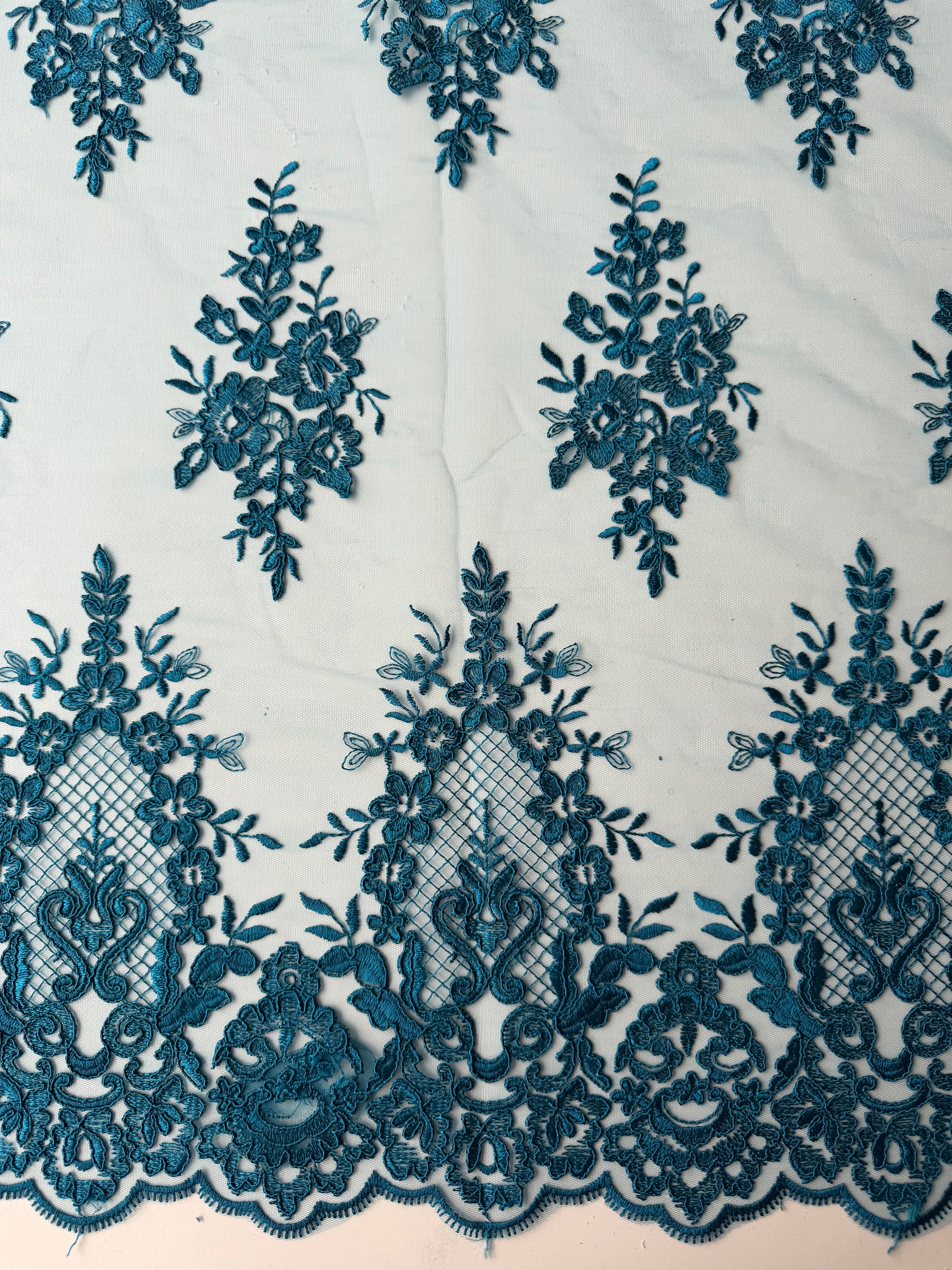 Teal Corded Lace - LA7009