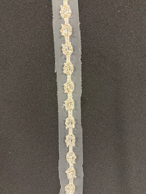 Ivory Crystal Beaded Edging - T193
