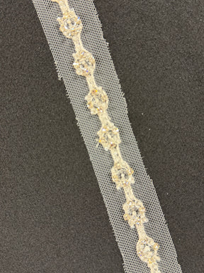 Ivory Crystal Beaded Edging - T193