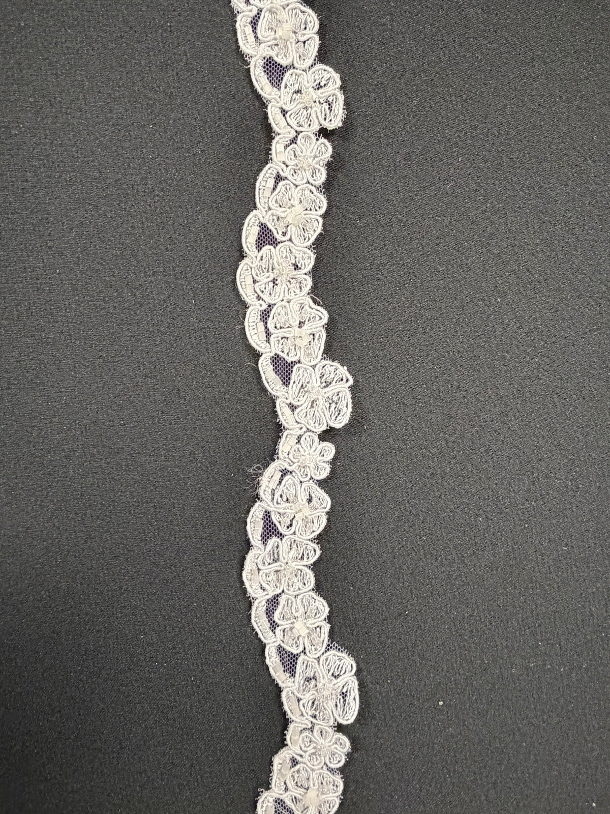 White Corded Beaded Sequin Edging - T299