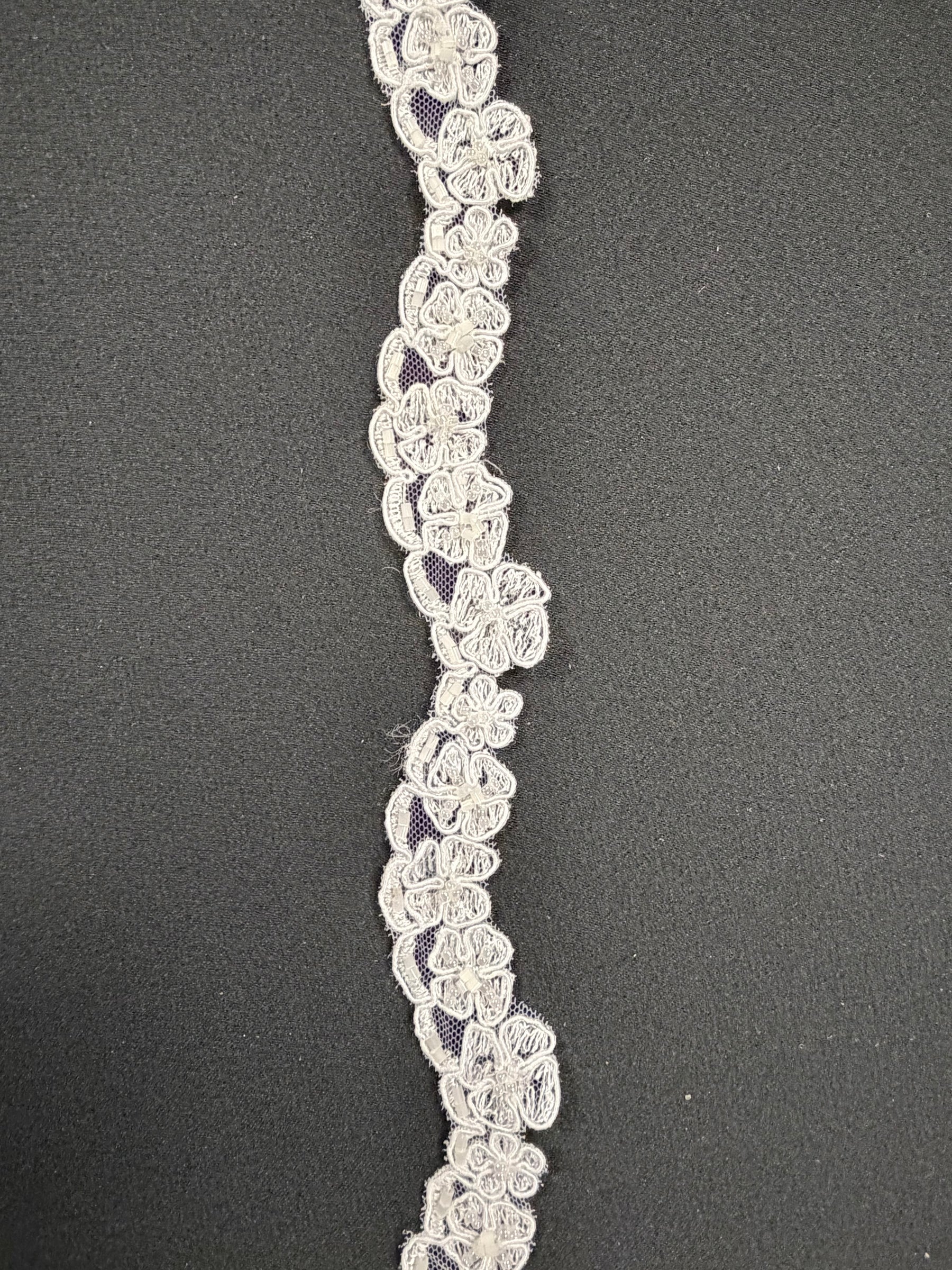 White Corded Beaded Sequin Edging - T299
