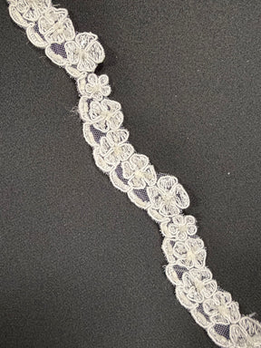 White Corded Beaded Sequin Edging - T299