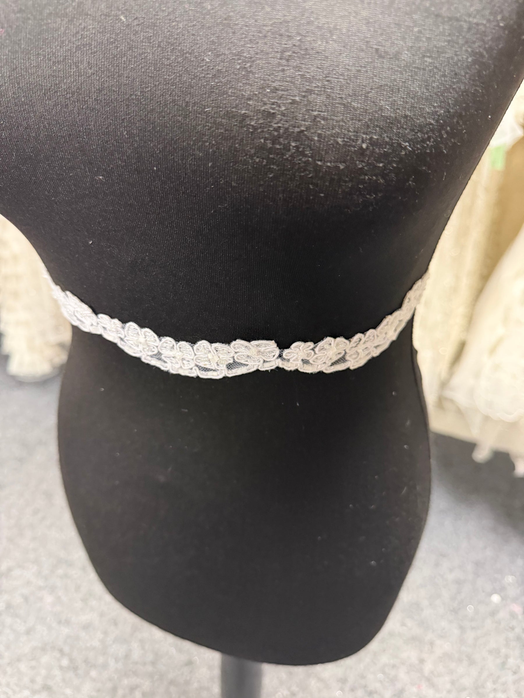 White Corded Beaded Sequin Edging - T299