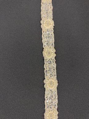 Ivory/Crystal Crystal Beaded Sequin Edging - T194