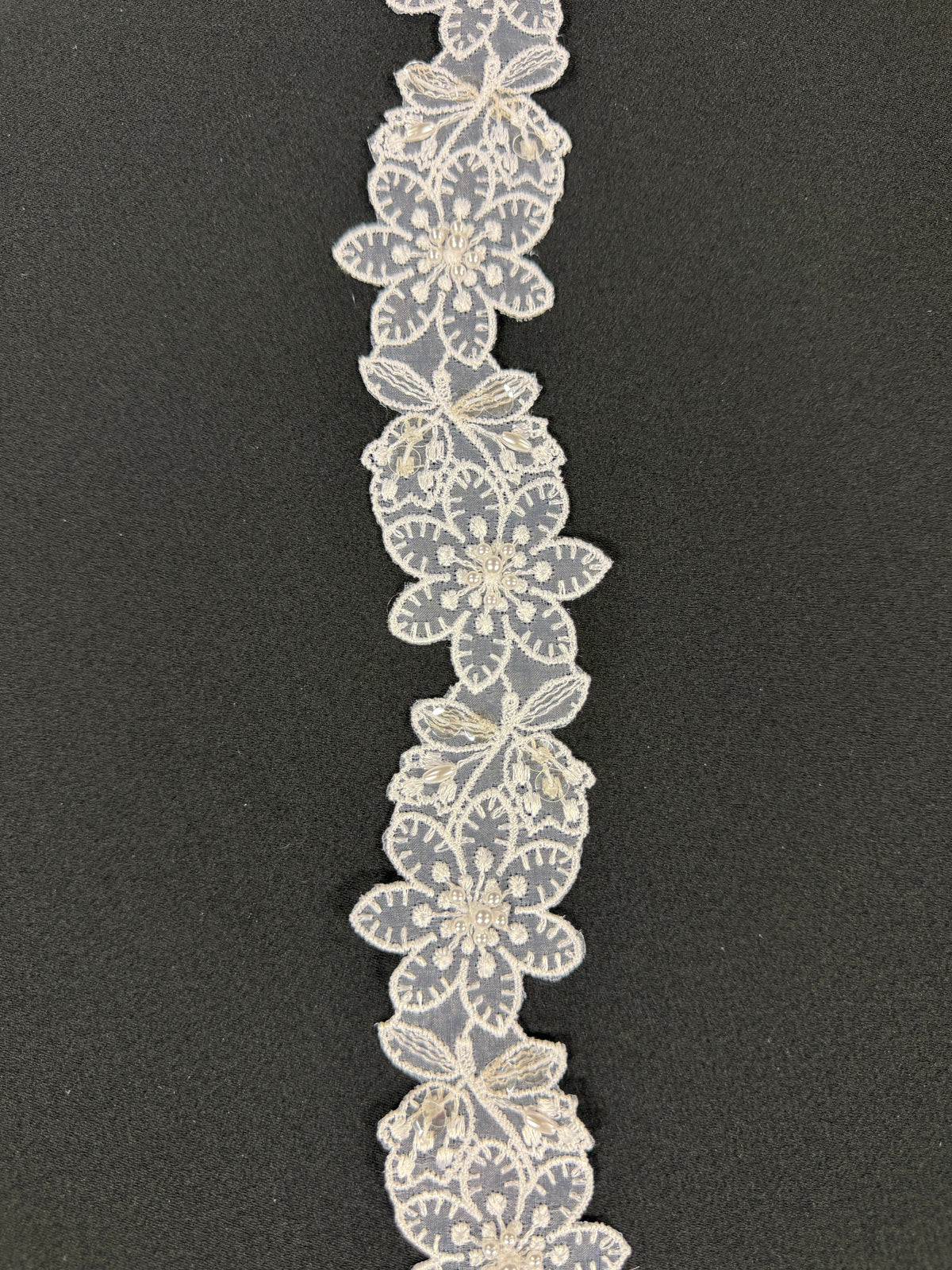 White Beaded Sequin Edging - T12