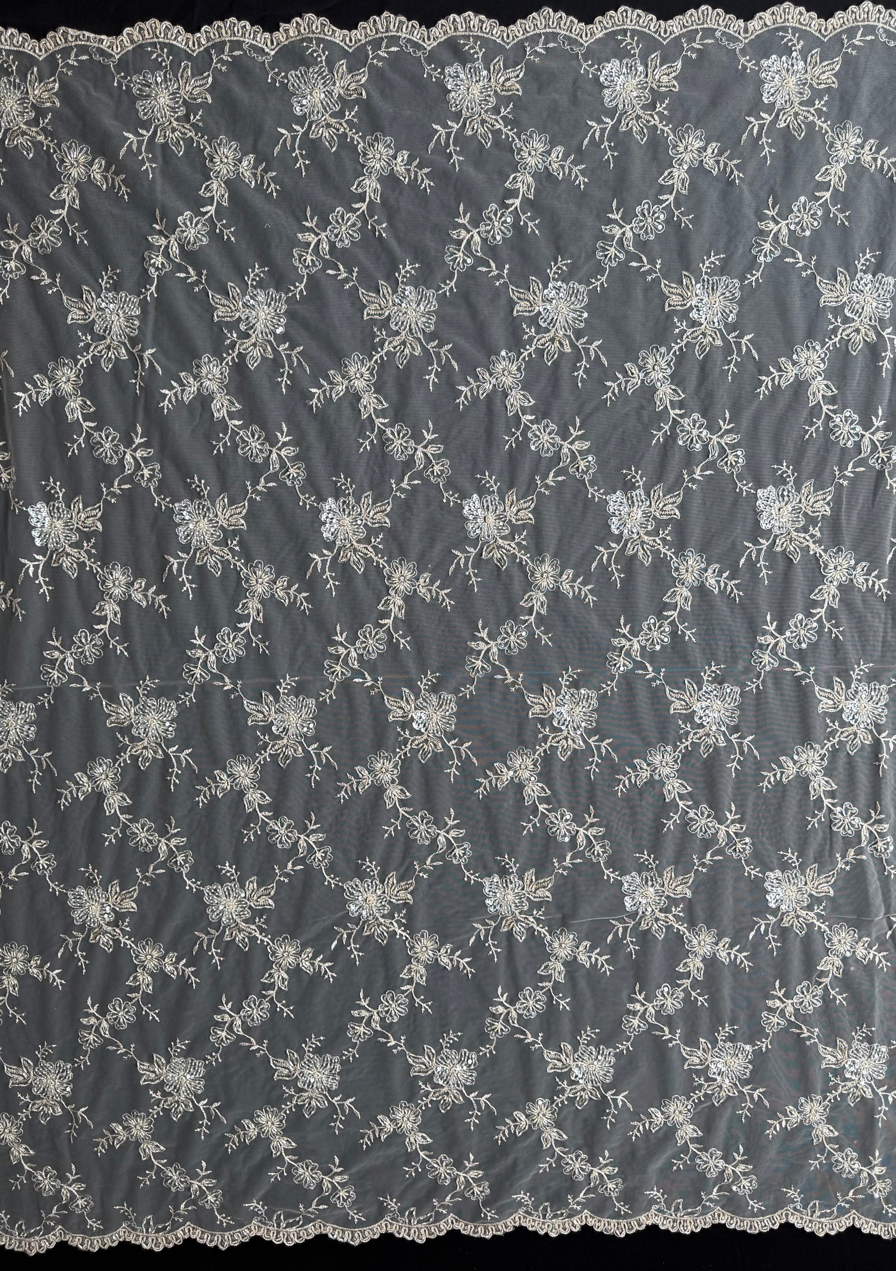 Champagne Beaded Lace – P509