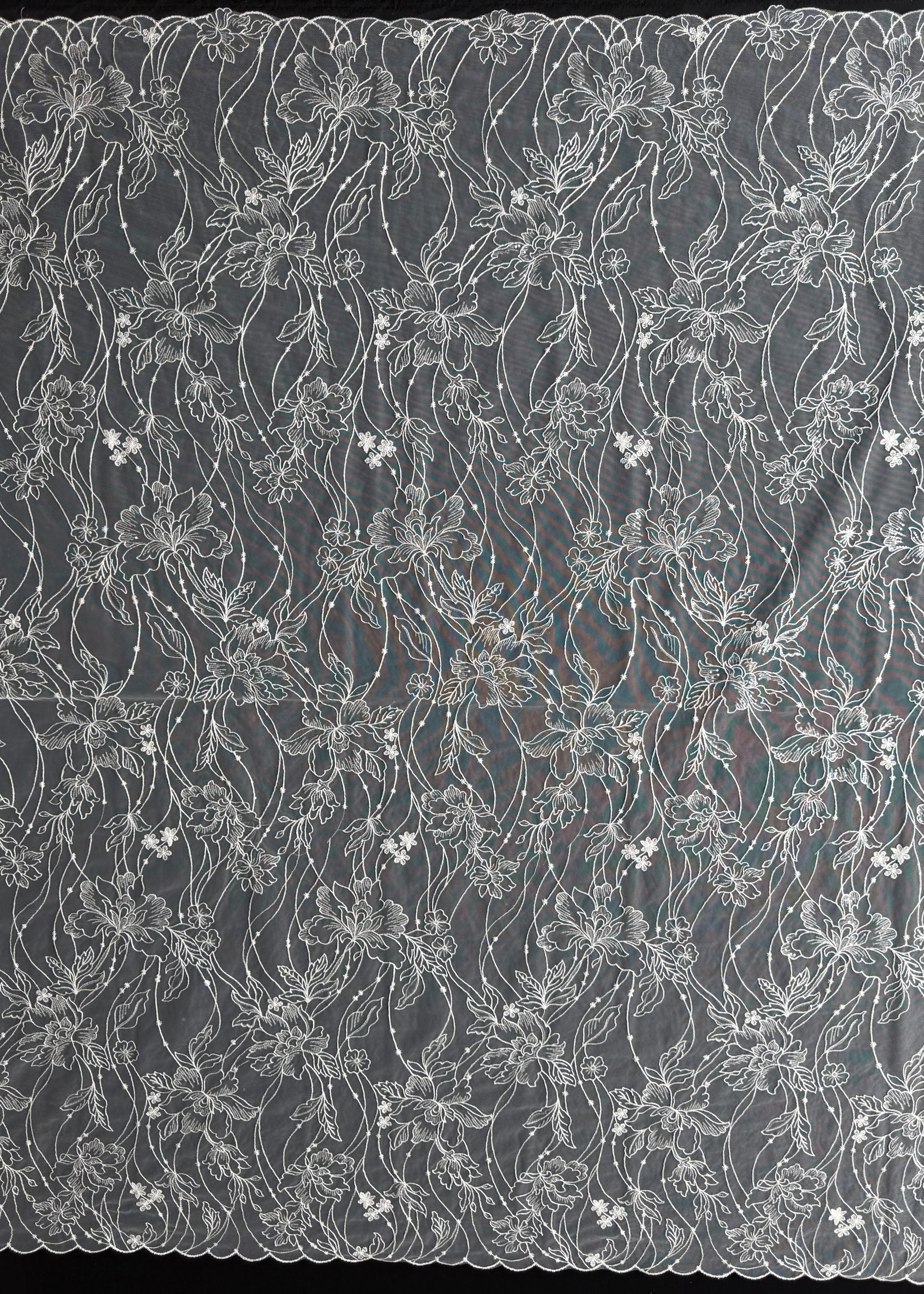 Ivory Sequin Embroidered Lace -  Atley