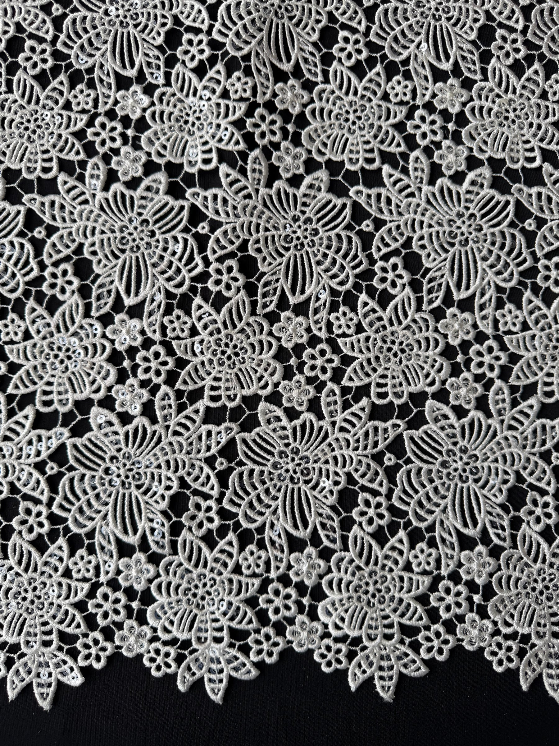 Ivory Sequin Guipure Lace - P414
