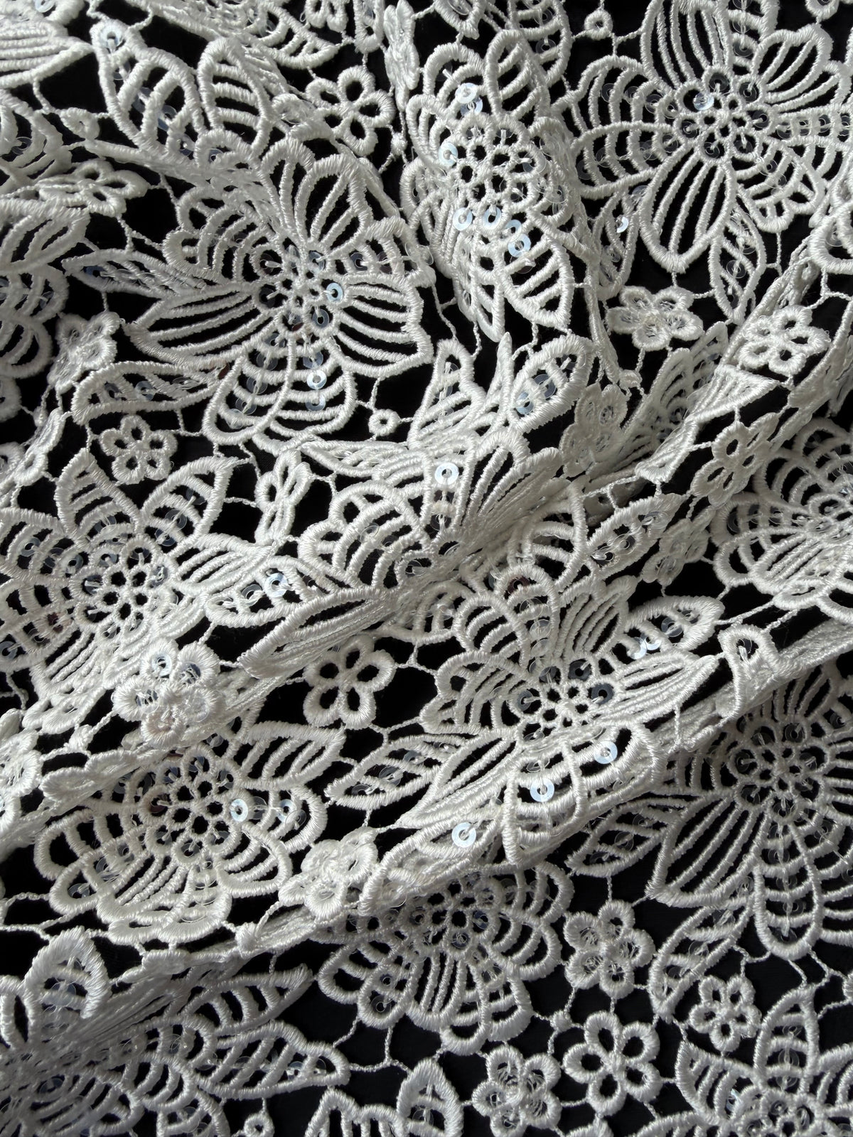 Ivory Sequin Guipure Lace - P414