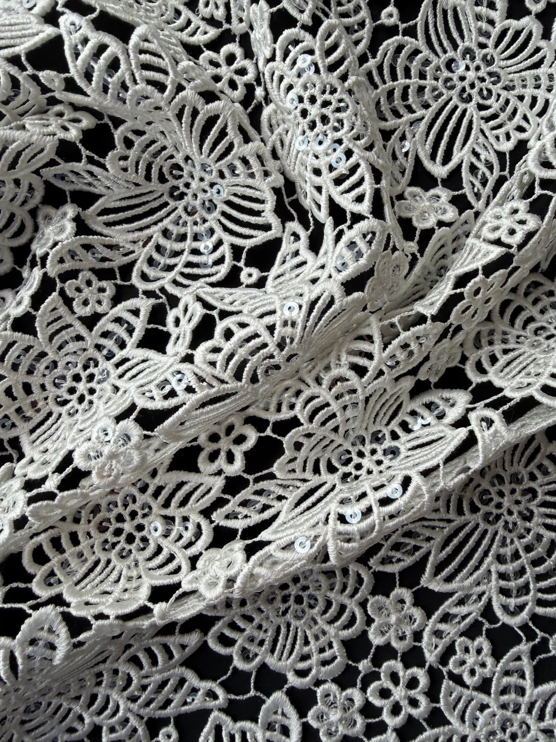 Ivory Sequin Guipure Lace - P414