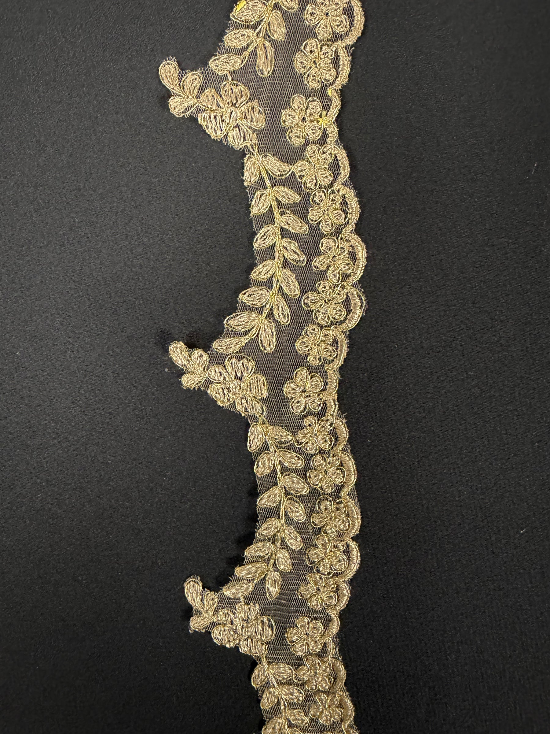 Coffee/Gold Embroidered Edging - T35