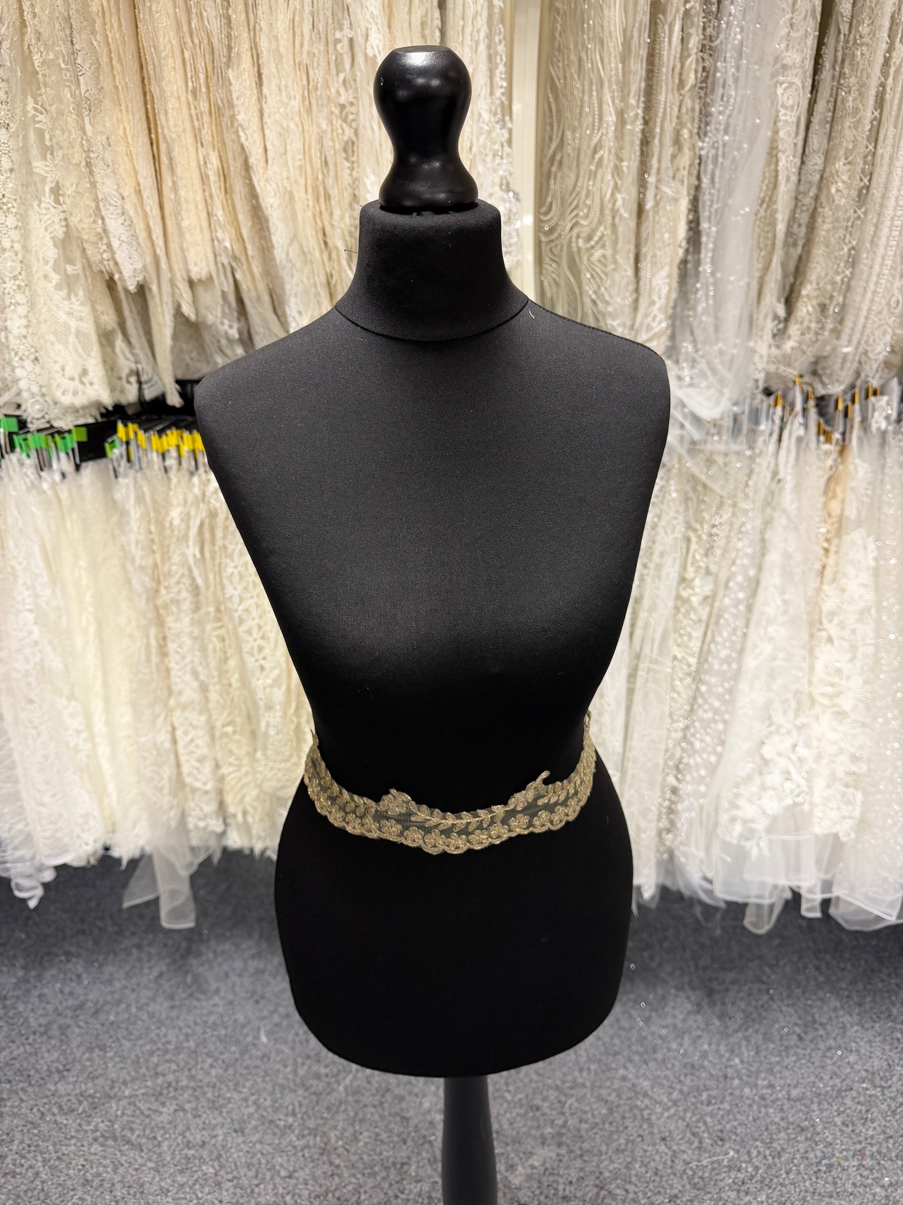 Coffee/Gold Embroidered Edging - T35
