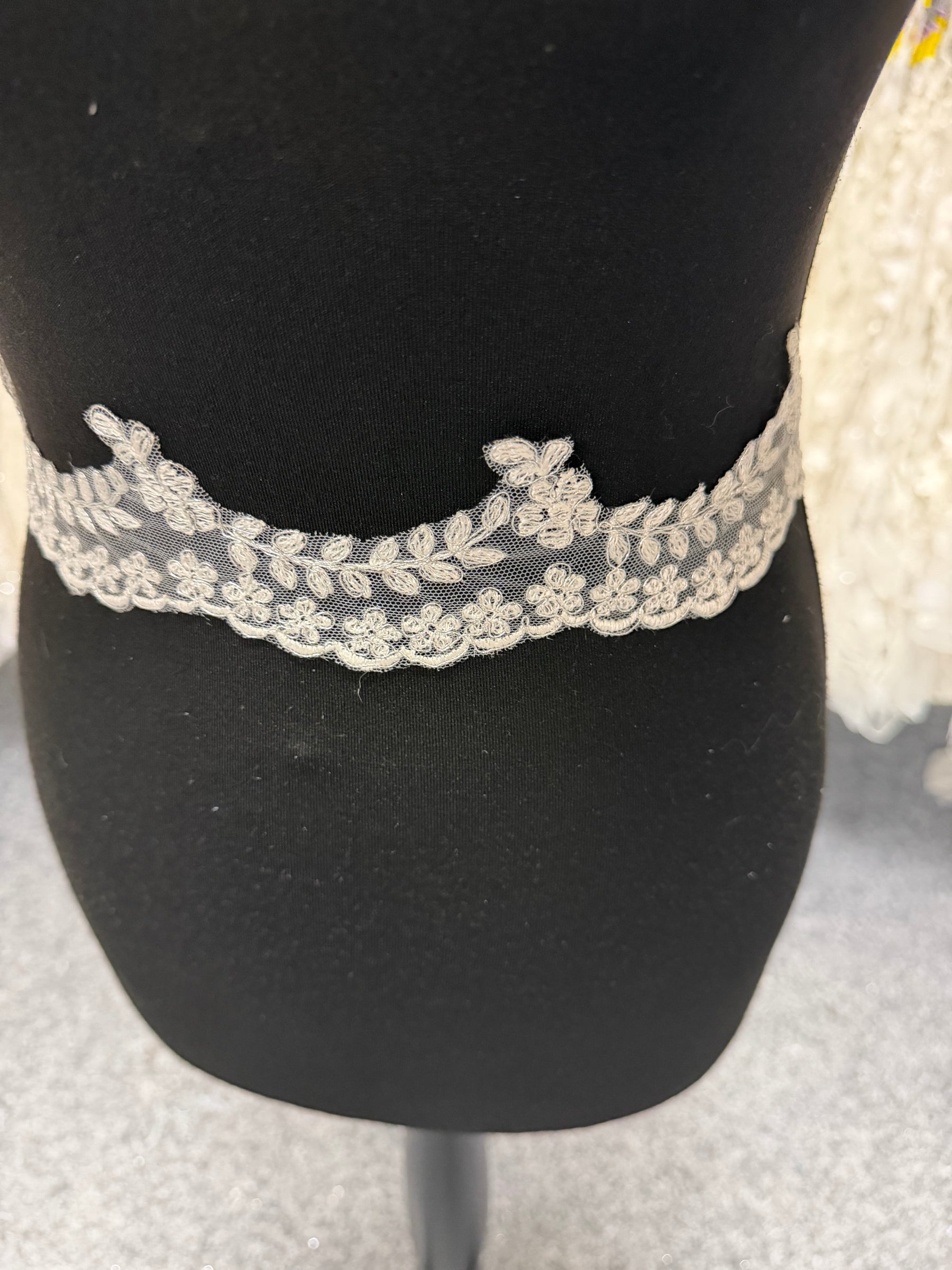 Ivory/Silver Embroidered Edging - T35