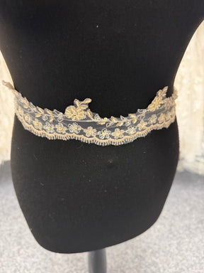 Ivory/Champagne/Gold Lace Trim - T52