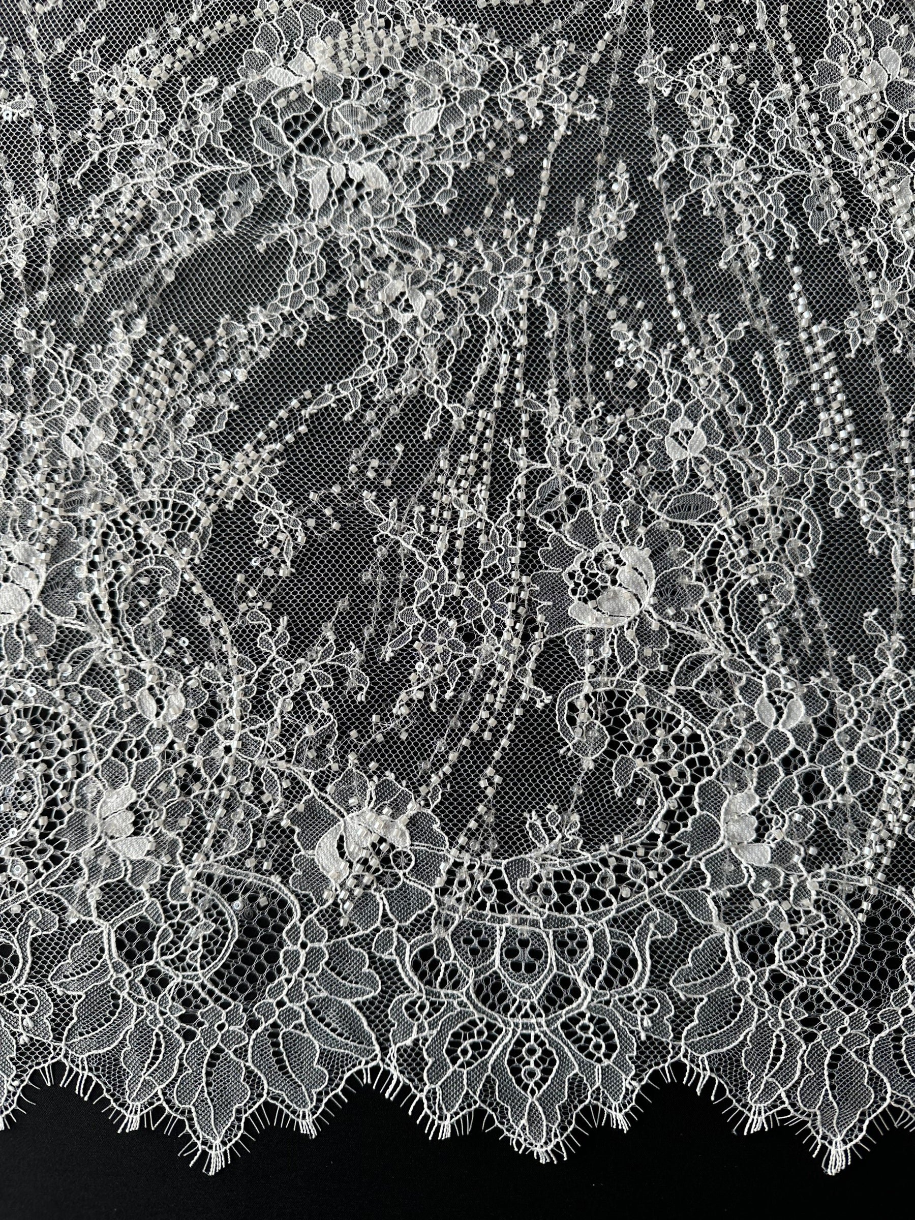 Ivory Corded and Sequin Lace - Cappie