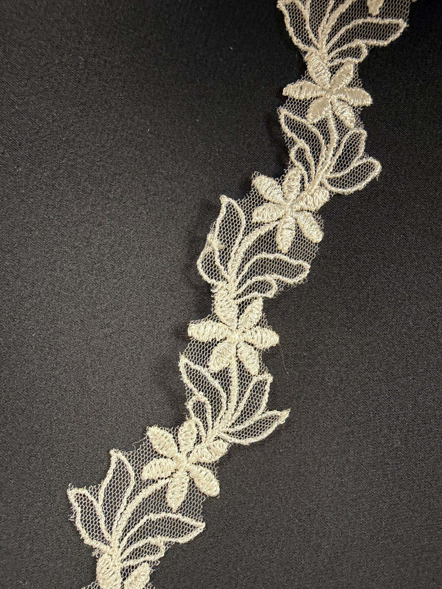 Ivory Embroidered Edging - T7