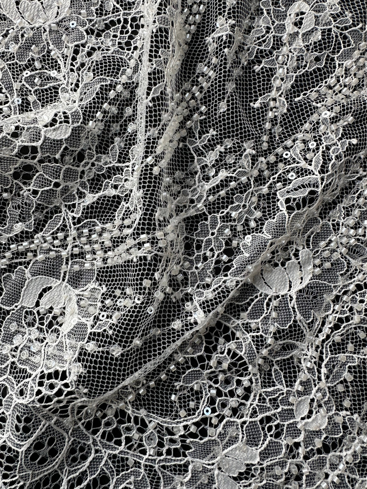 Ivory Corded and Sequin Lace - Cappie