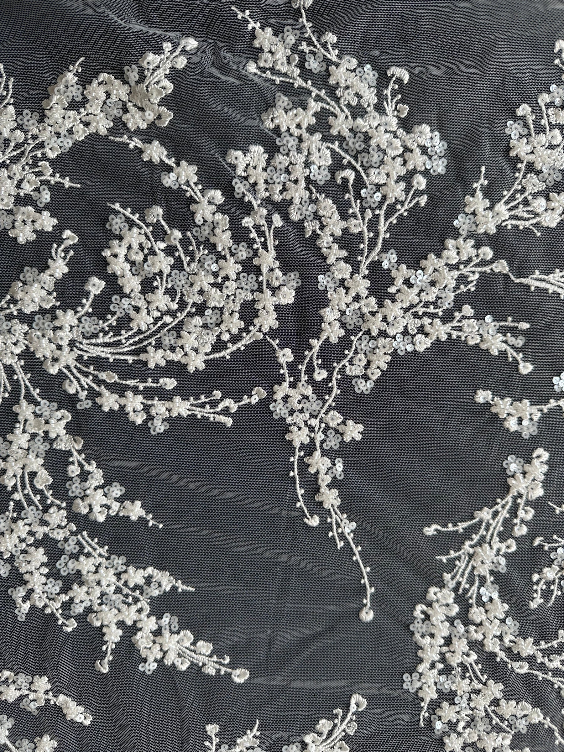 Ivory Embellished Embroidery Lace - Jazz