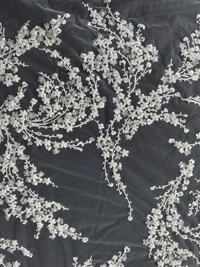 Ivory Embellished Embroidery Lace - Jazz