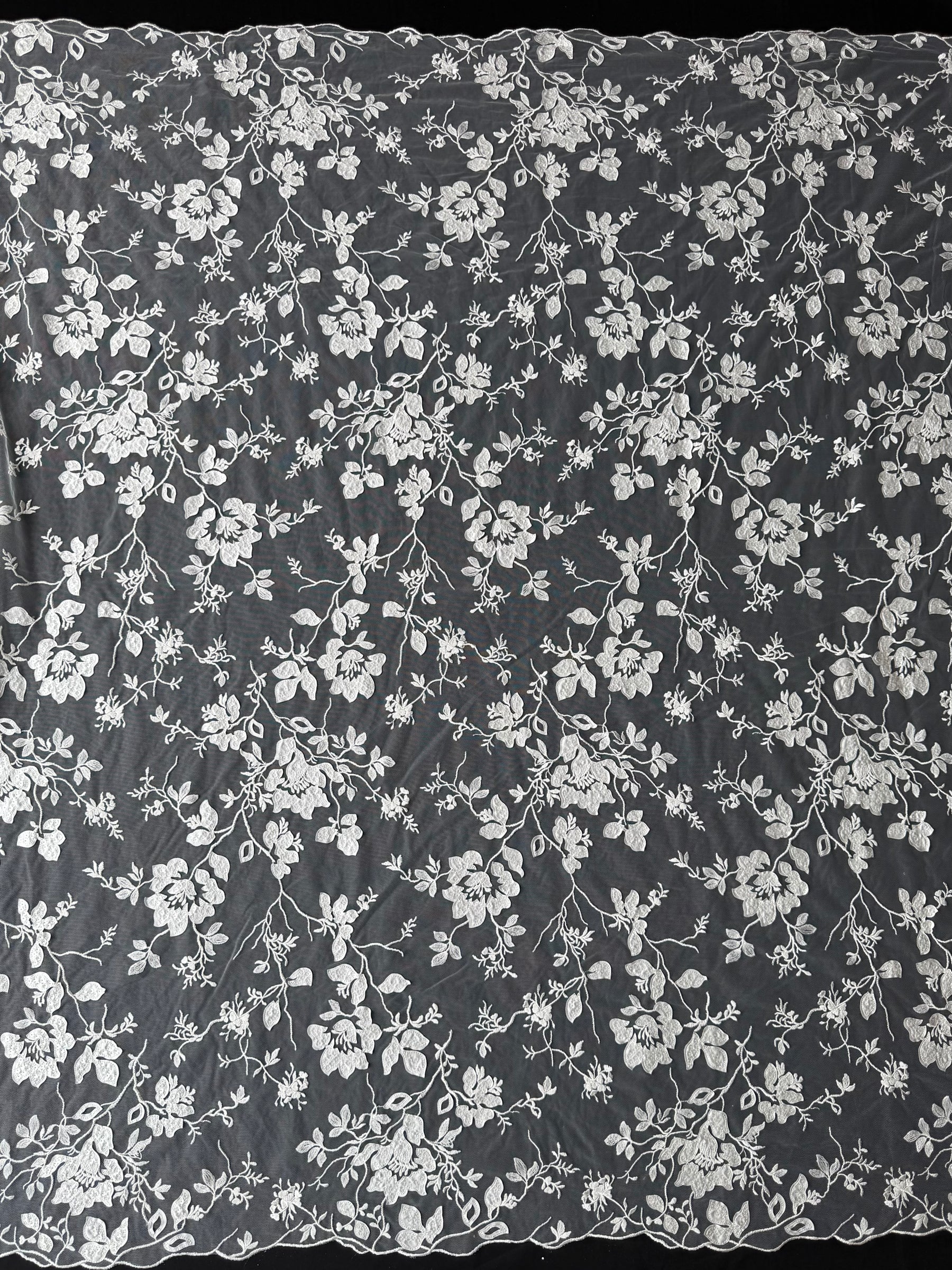Ivory Sequin Floral Lace - EB3019