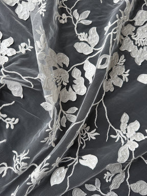 Ivory Sequin Floral Lace - EB3019
