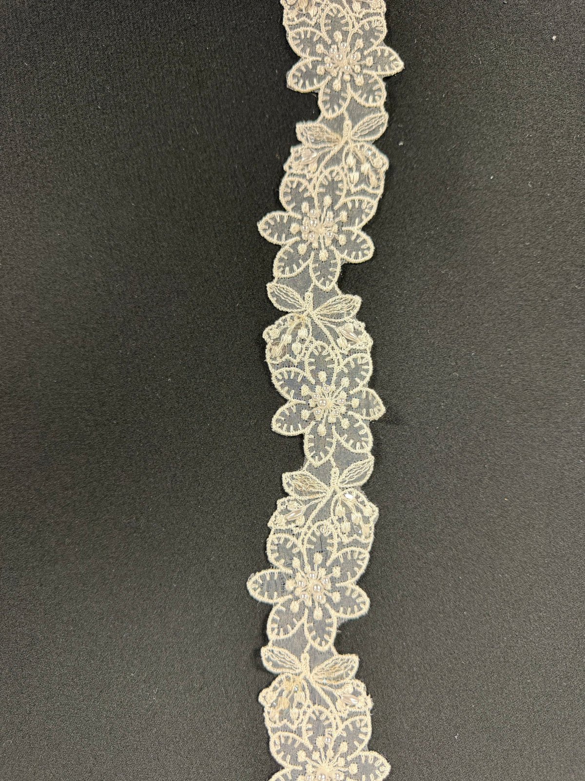 Ivory Beaded Sequin Edging - T12