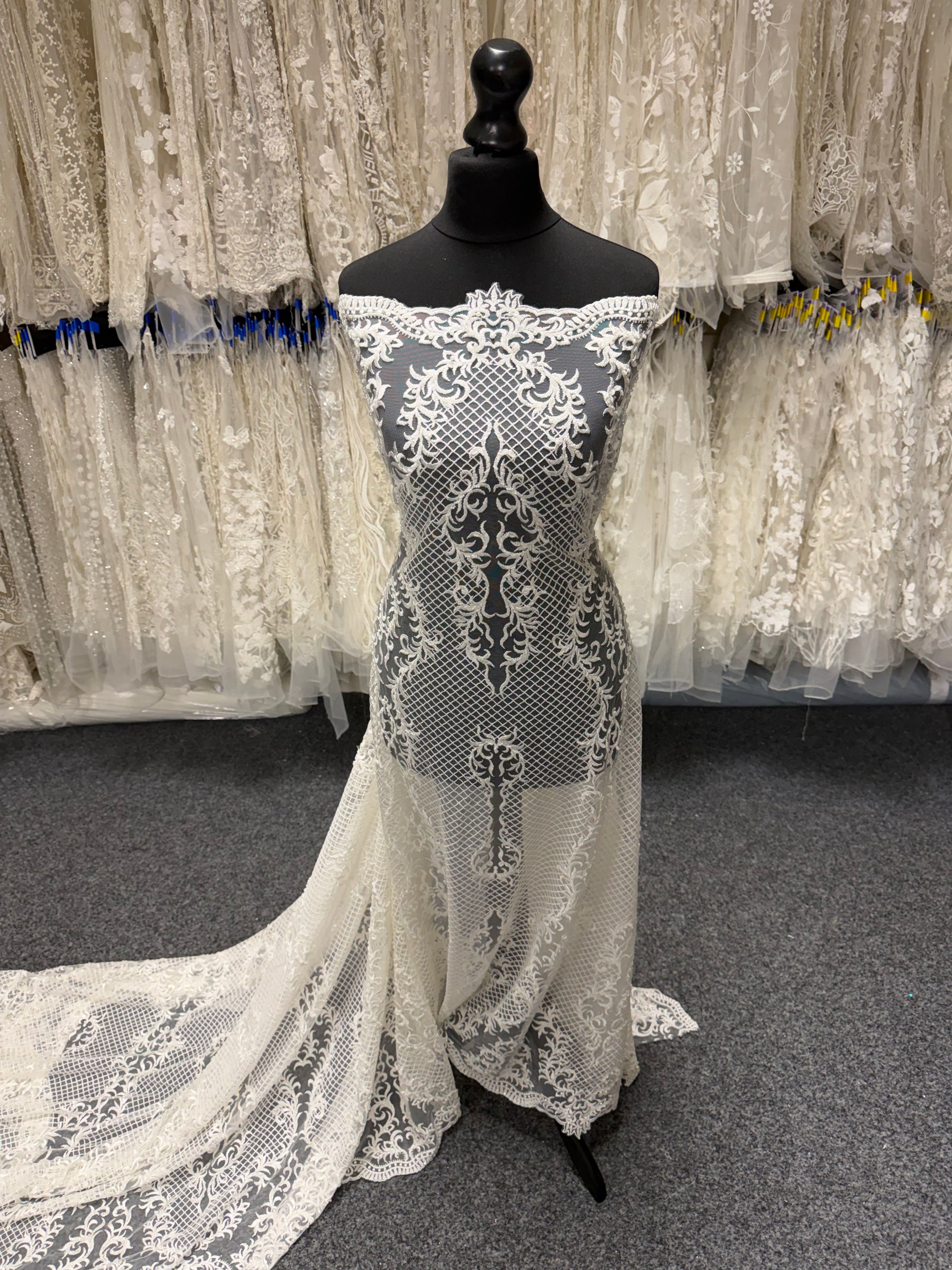 Ivory Embroidered Beaded Tulle - EB1020