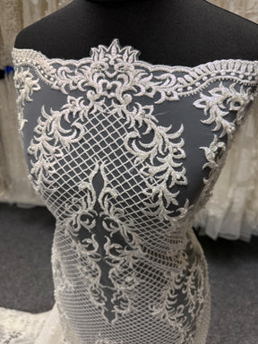 Ivory Embroidered Beaded Tulle - EB1020