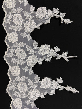 White Embroidered Corded Edging - T8