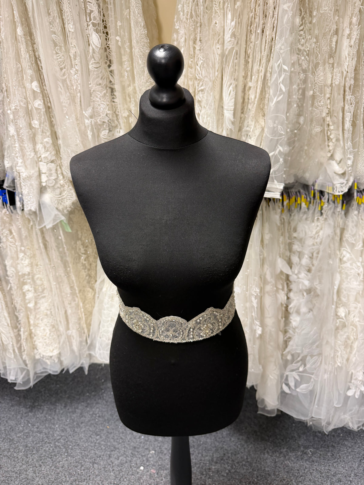 Crystal/Ivory/Silver Crystal Beaded Sequin Edging - T197