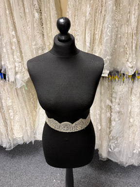 Crystal/Ivory/Silver Crystal Beaded Sequin Edging - T197
