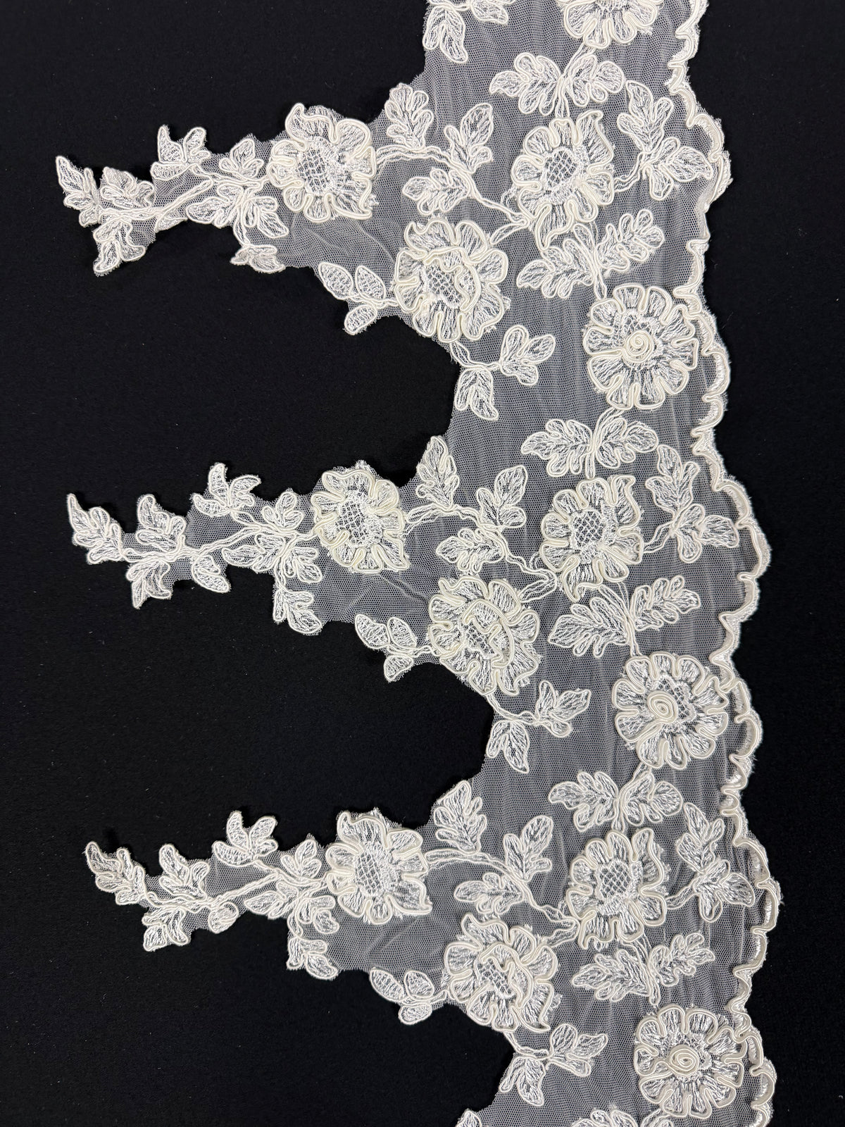 Ivory Embroidered Corded Edging - T8