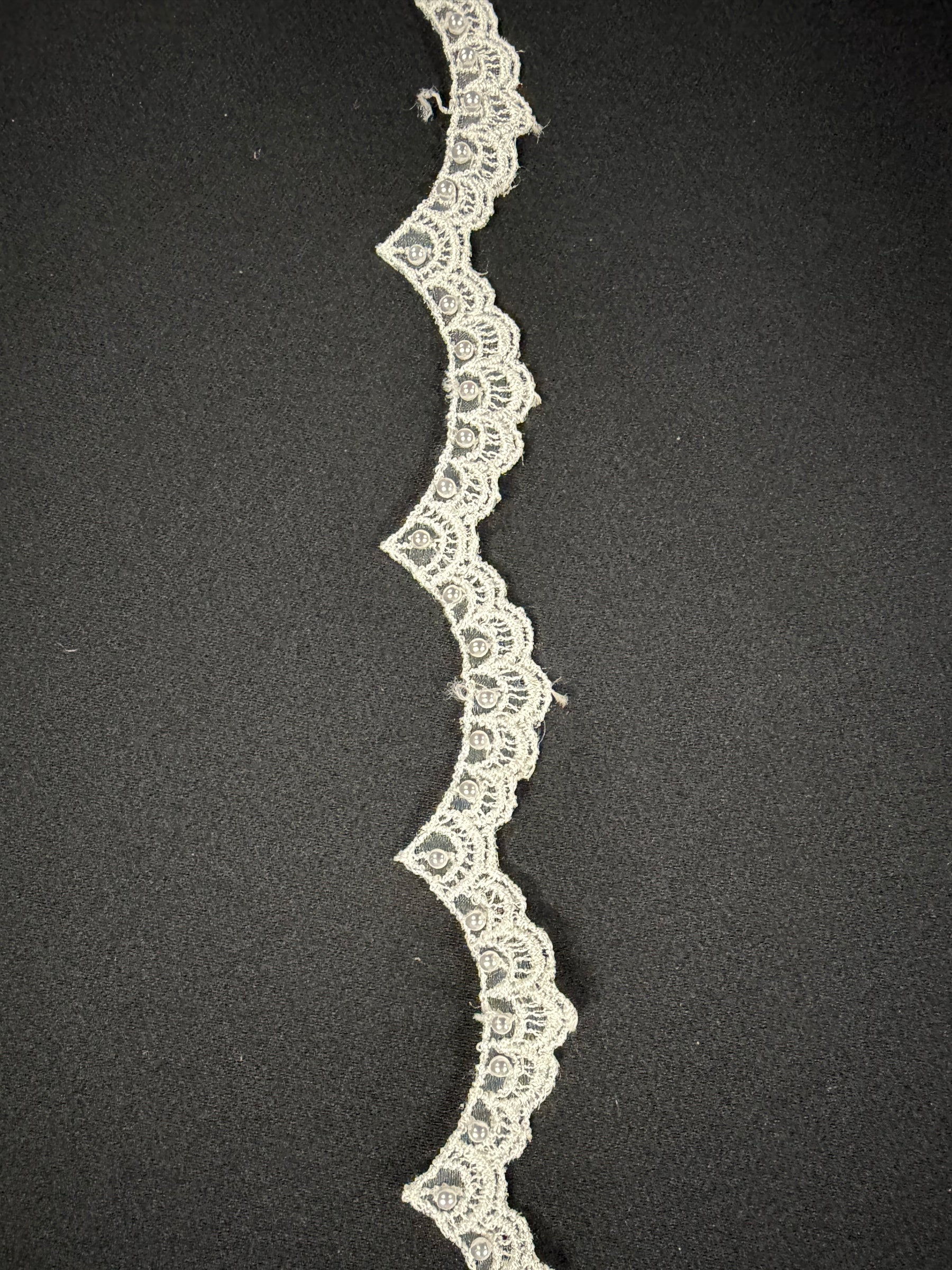 Ivory Beaded Lace Trim - T17