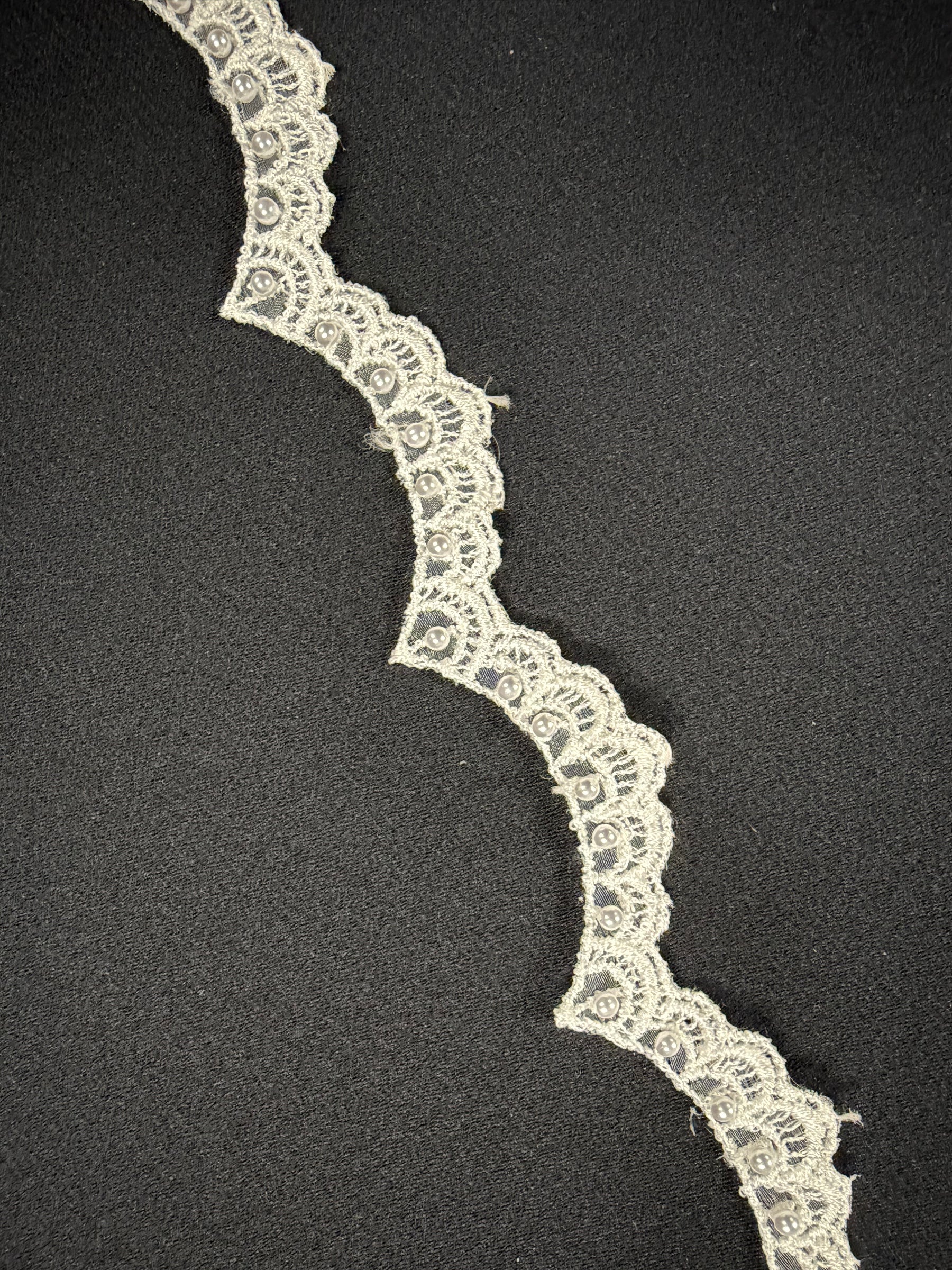 Ivory Beaded Lace Trim - T17