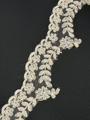 Ivory/Champagne Embroidered Edging - T35