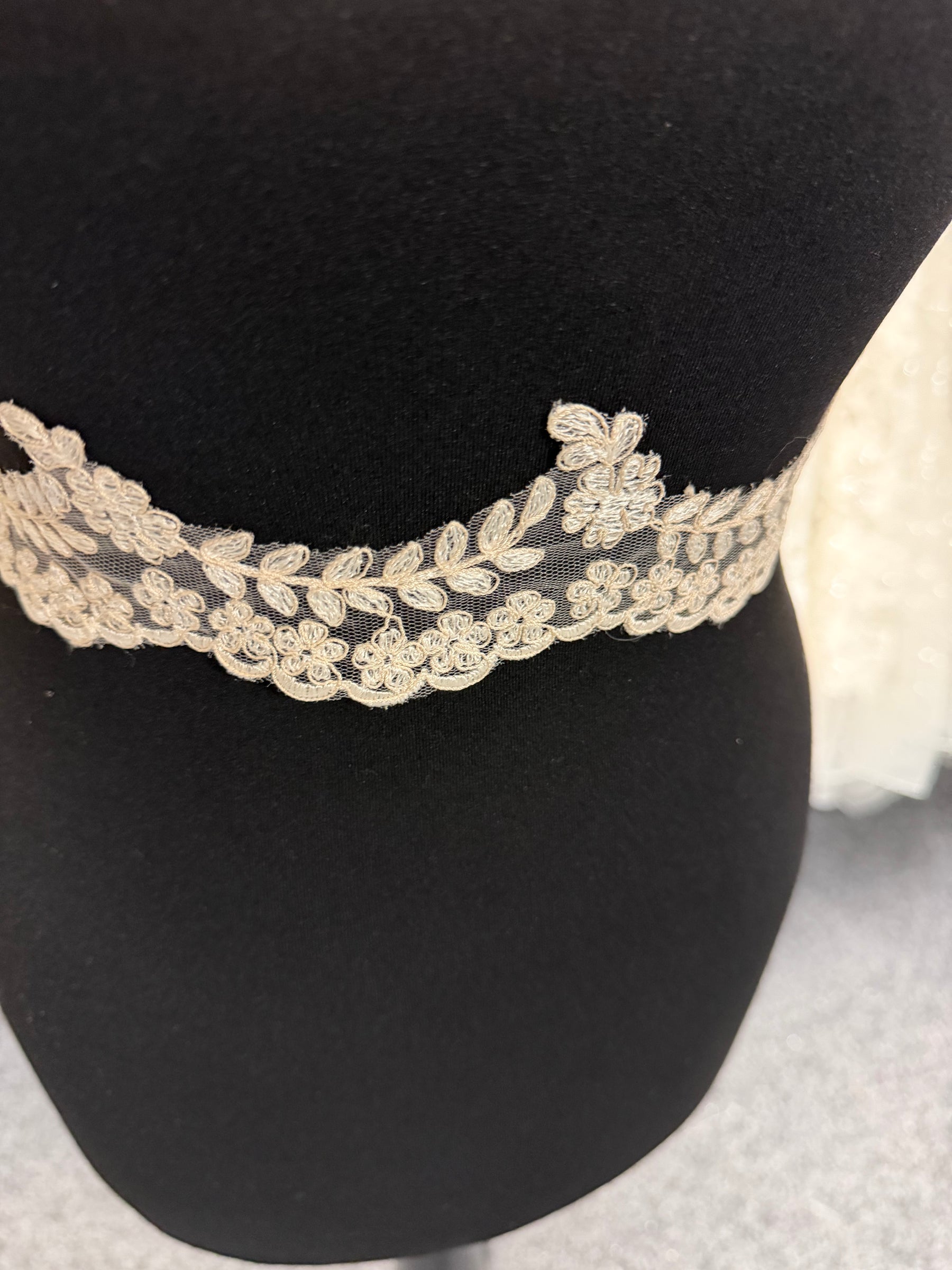 Ivory/Champagne Embroidered Edging - T35
