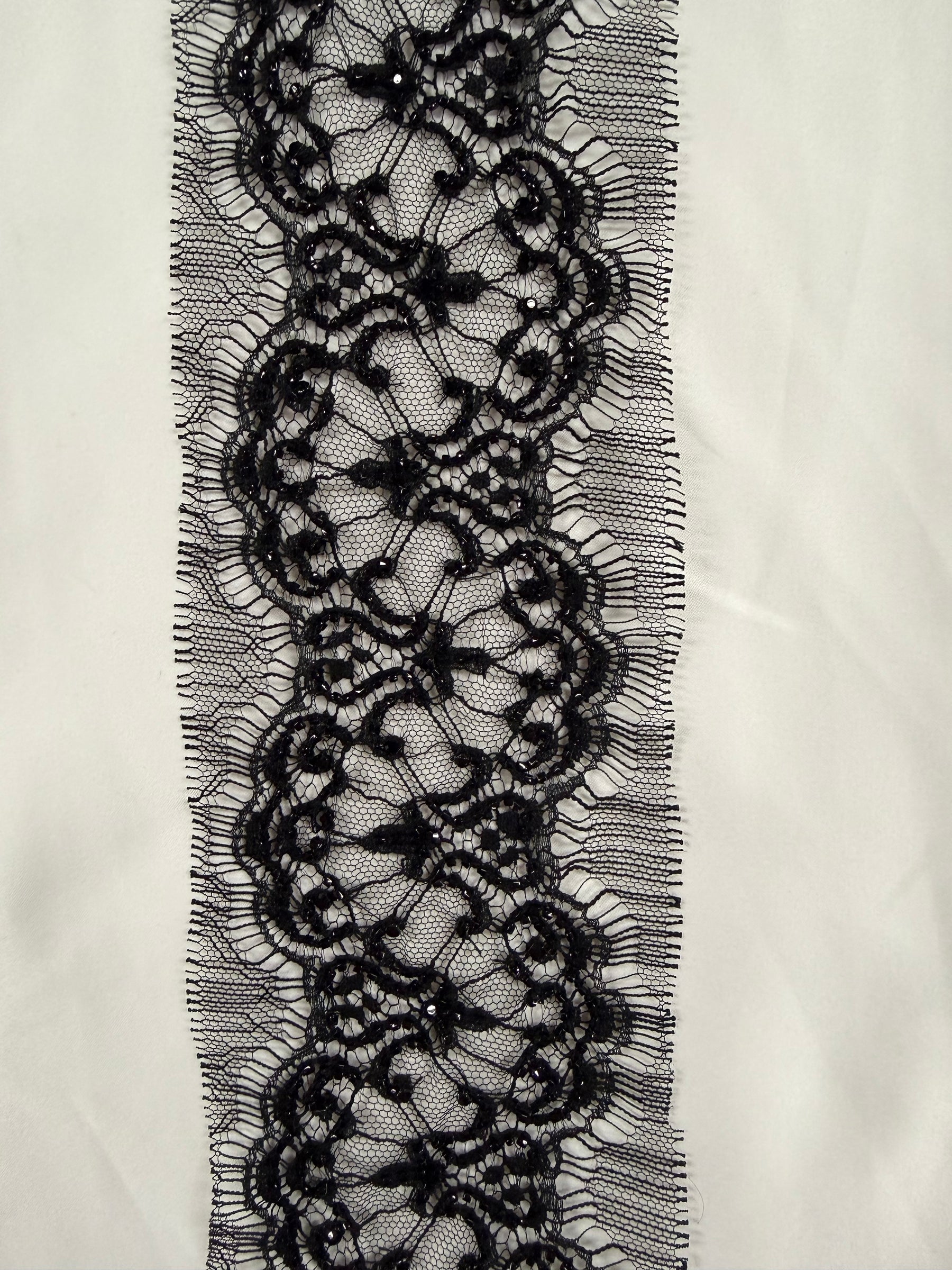 Black/Crystal Crystal Beaded French Chantilly Edging - T176