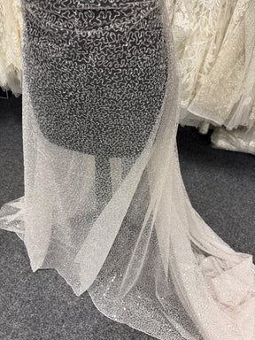 Shell Pink Embroidered Sequin Tulle – EB3001