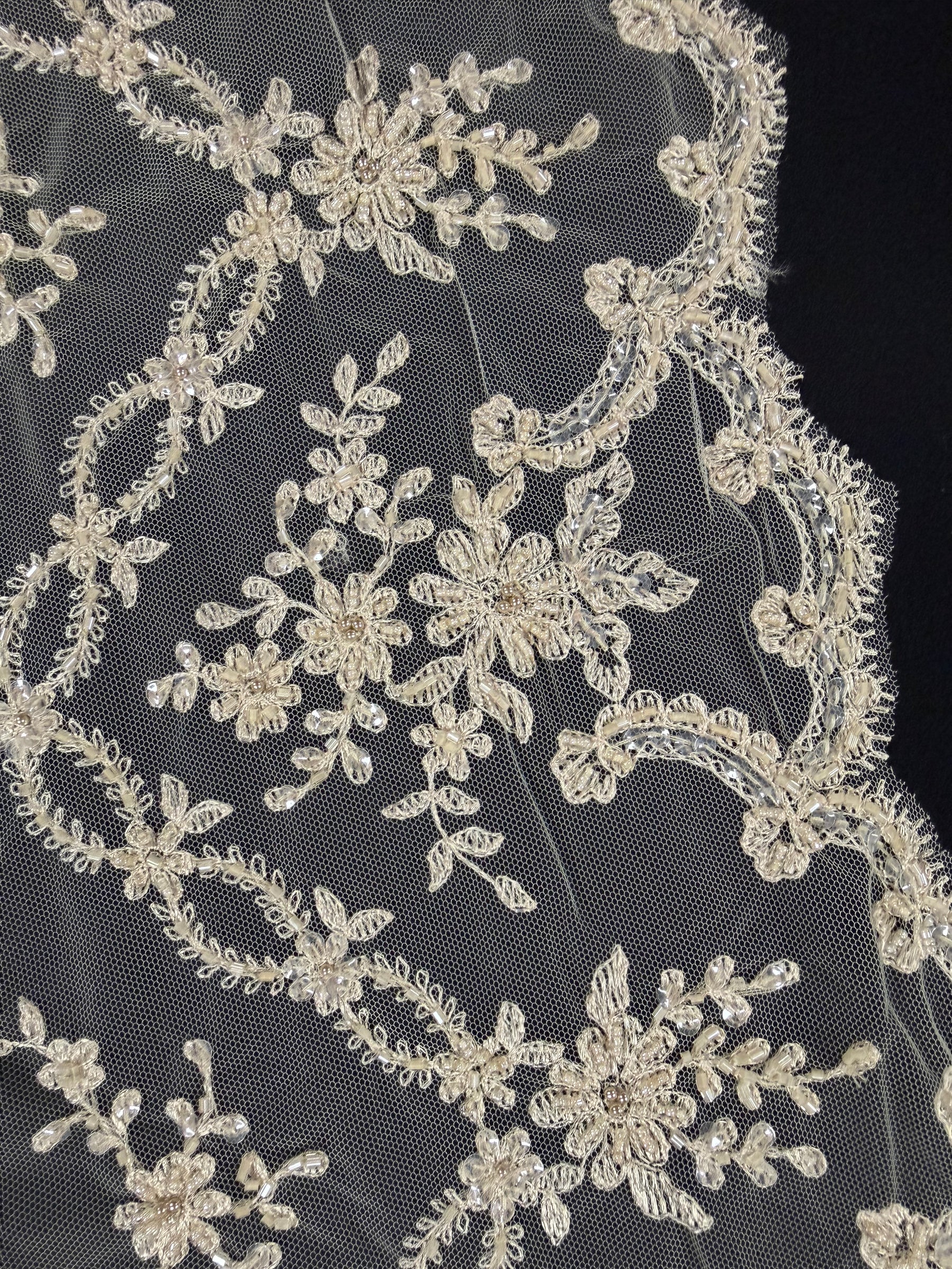 Champagne Beaded Sequin Edging - T89