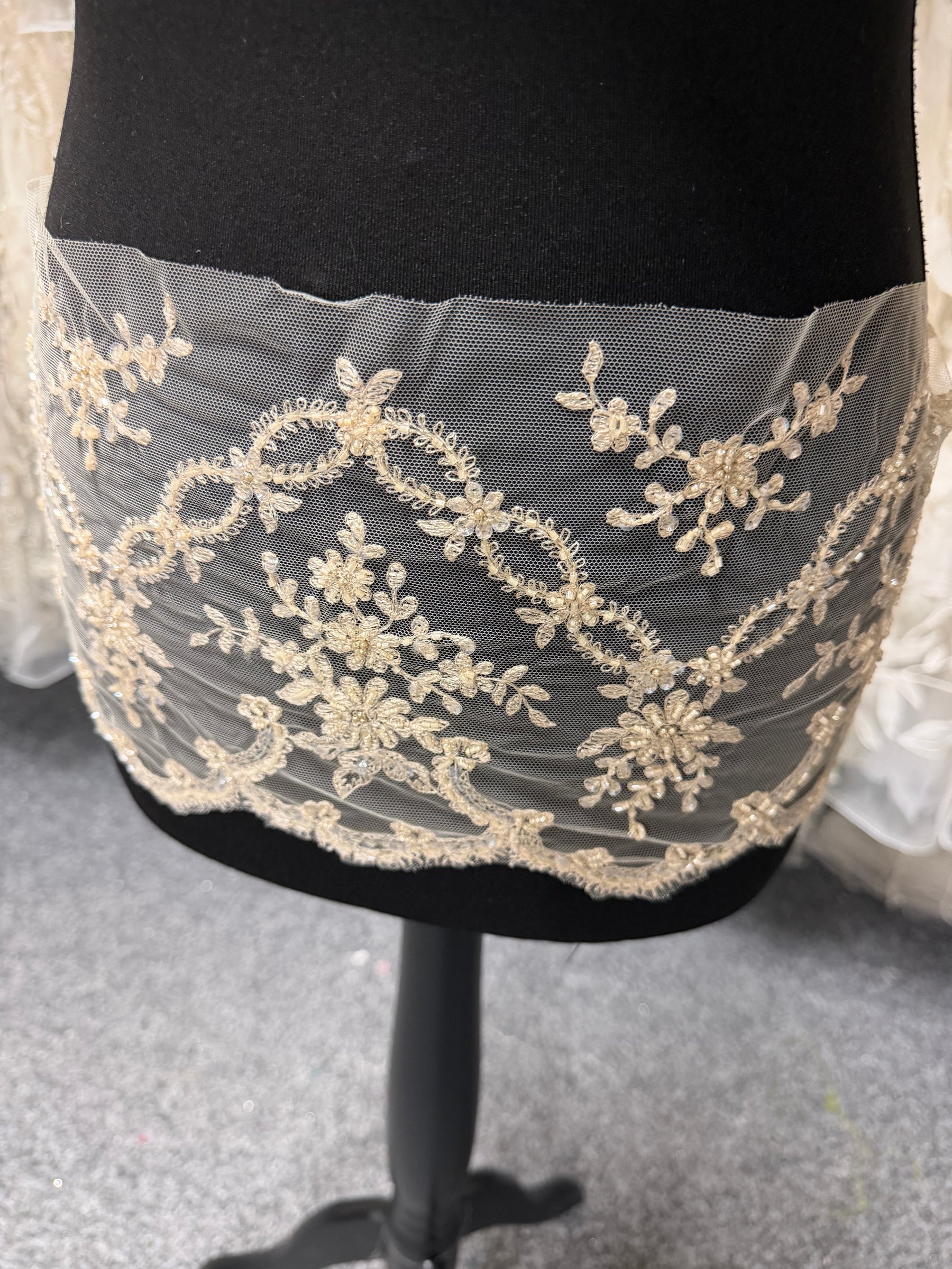 Champagne Beaded Sequin Edging - T89