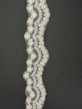 White Beaded Sequin Edging - T83