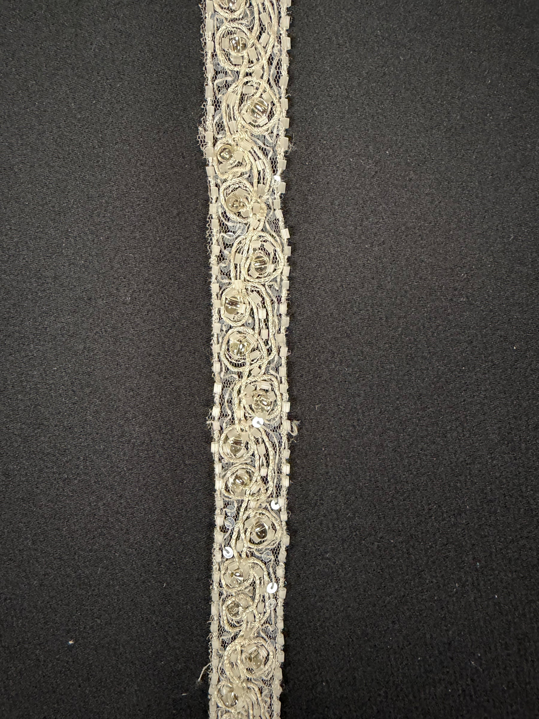 Pale Ivory Beaded Lace Trim - T80